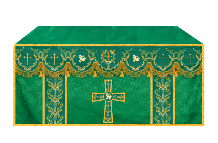 Handcrafted Church Altar Cloth with Detailed Embroidered Trims