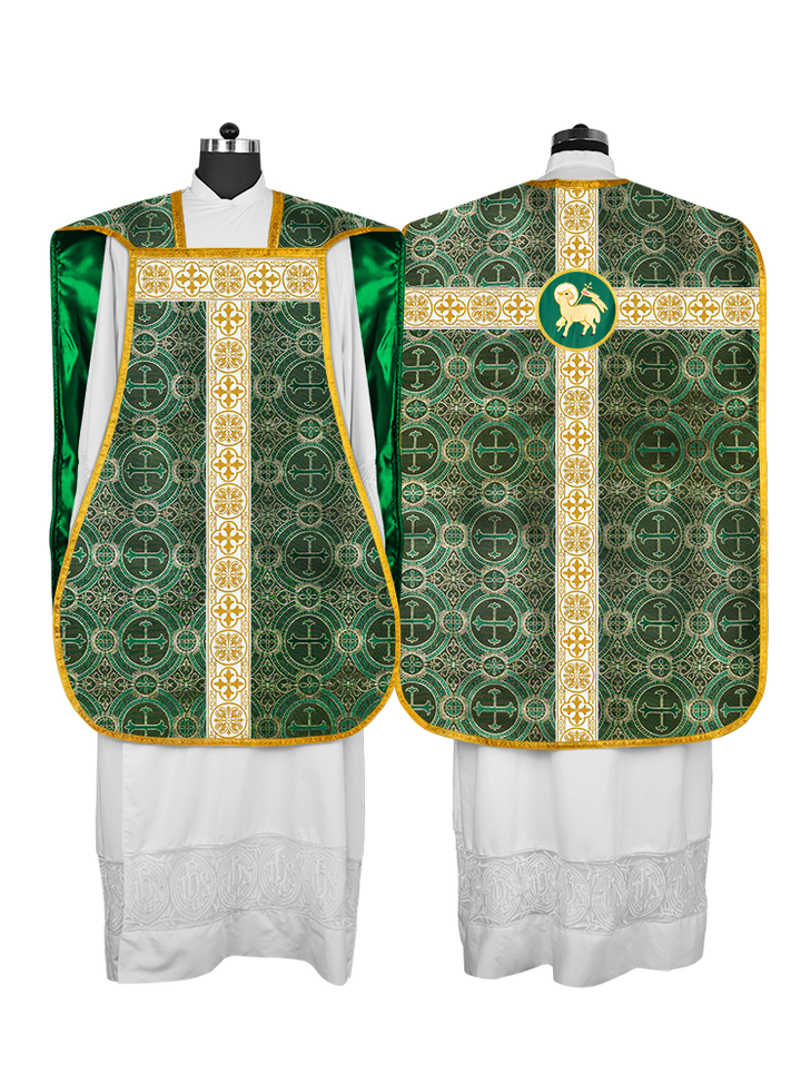 Casulla católica romana con motivo espiritual 