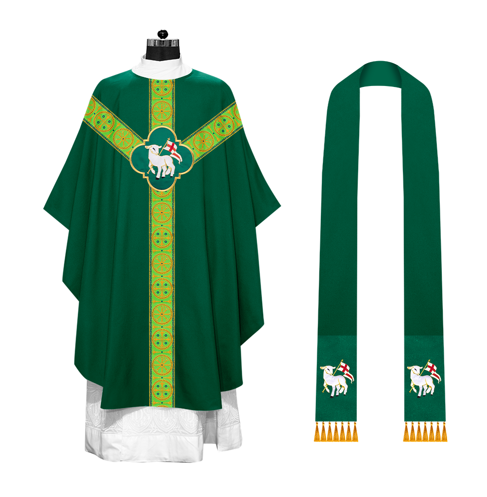 Gothic Chasuble Vestment with Y type braided orphrey