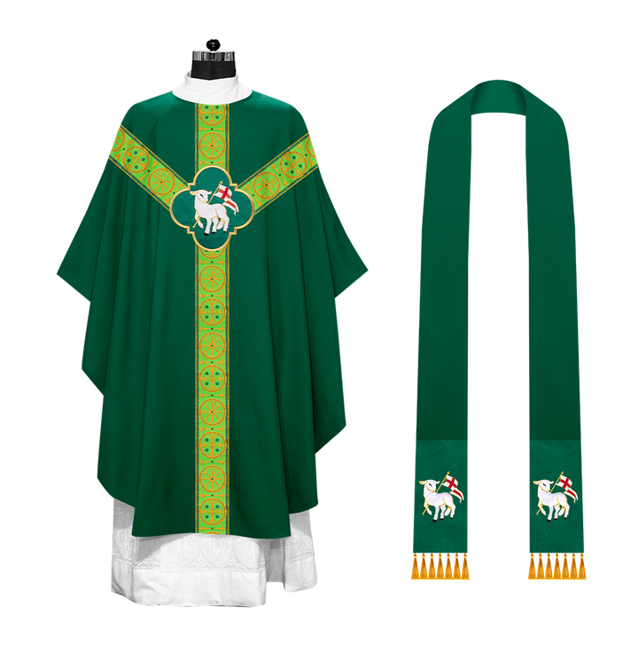 Gothic Chasuble Vestment with Y type braided orphrey