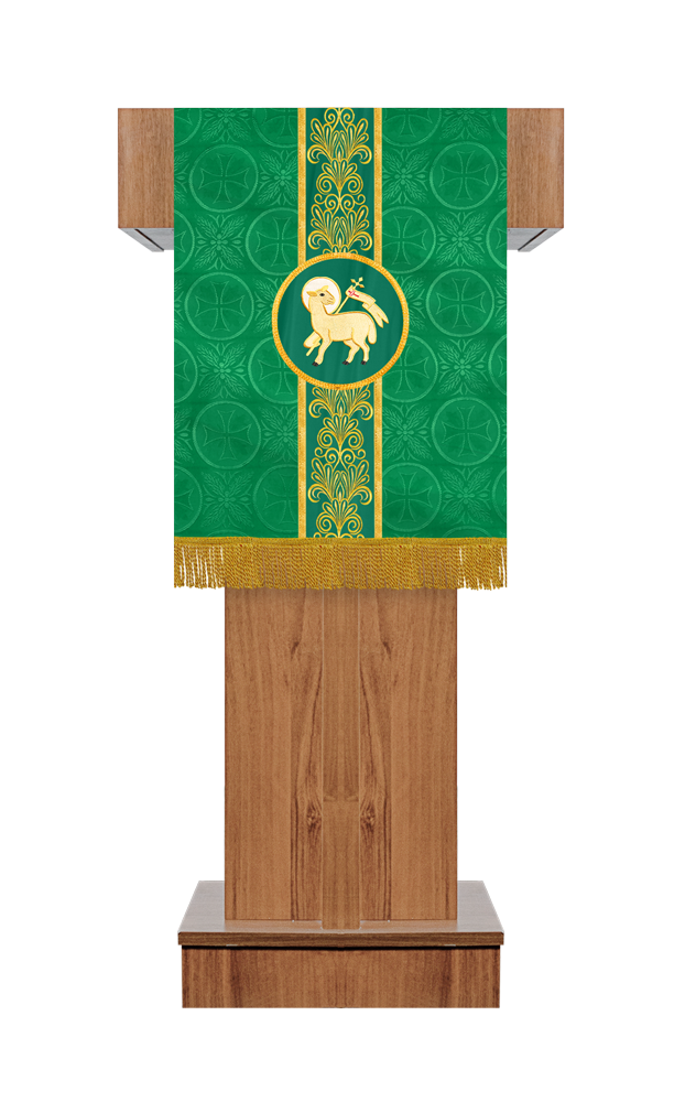 Traditional Altar Cloth Adorned with Embroidered Trims and Motif