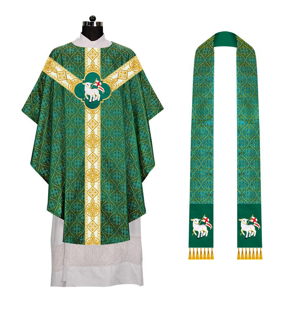 Gothic Chasuble Vestment with Motif and Trims