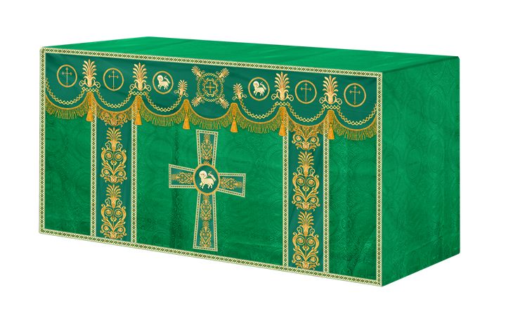Altar Cloth with Embroidered Motif and Trims