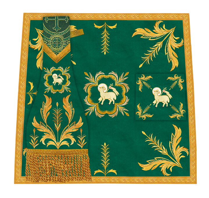 Set of Four Roman Chasuble with liturgical motifs