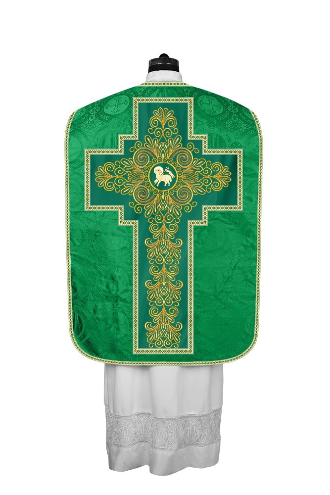 Roman Chasuble Vestment enriched With Coloured Braids and Trims