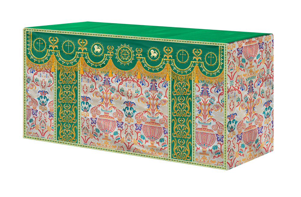 Tapestry Altar Cloth with Elegant Embroidered Trims