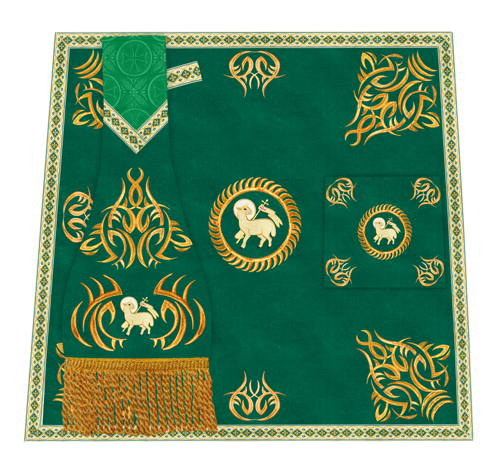 Liturgical Altar Table Cloth with Elegant Embroidery Trims