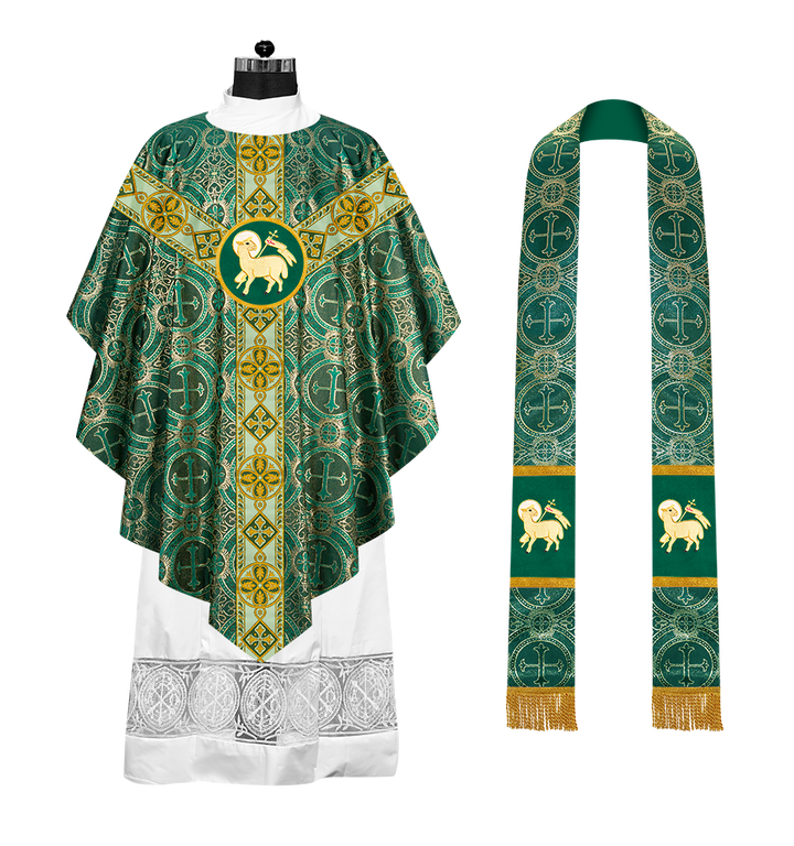 Pugin Style Chasuble with Embroidered Orphrey