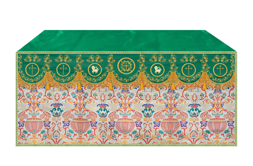 Tapestry  Altar Cloth with Liturgical Motif and Trims