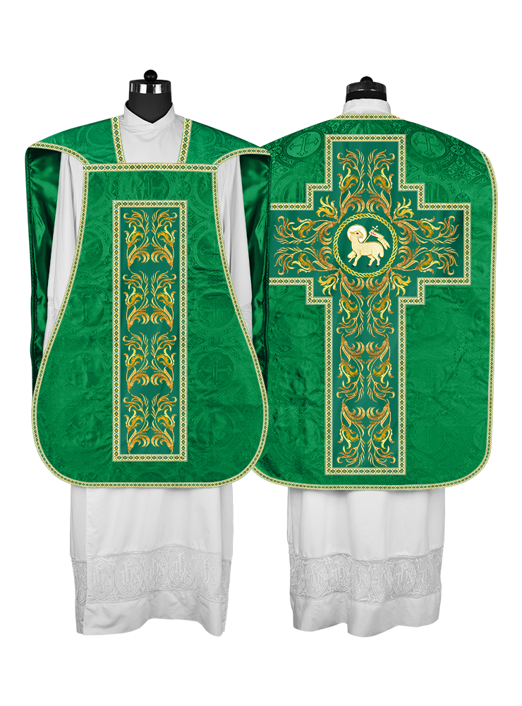 Roman Chasuble Vestment With Woven Braids and Trims