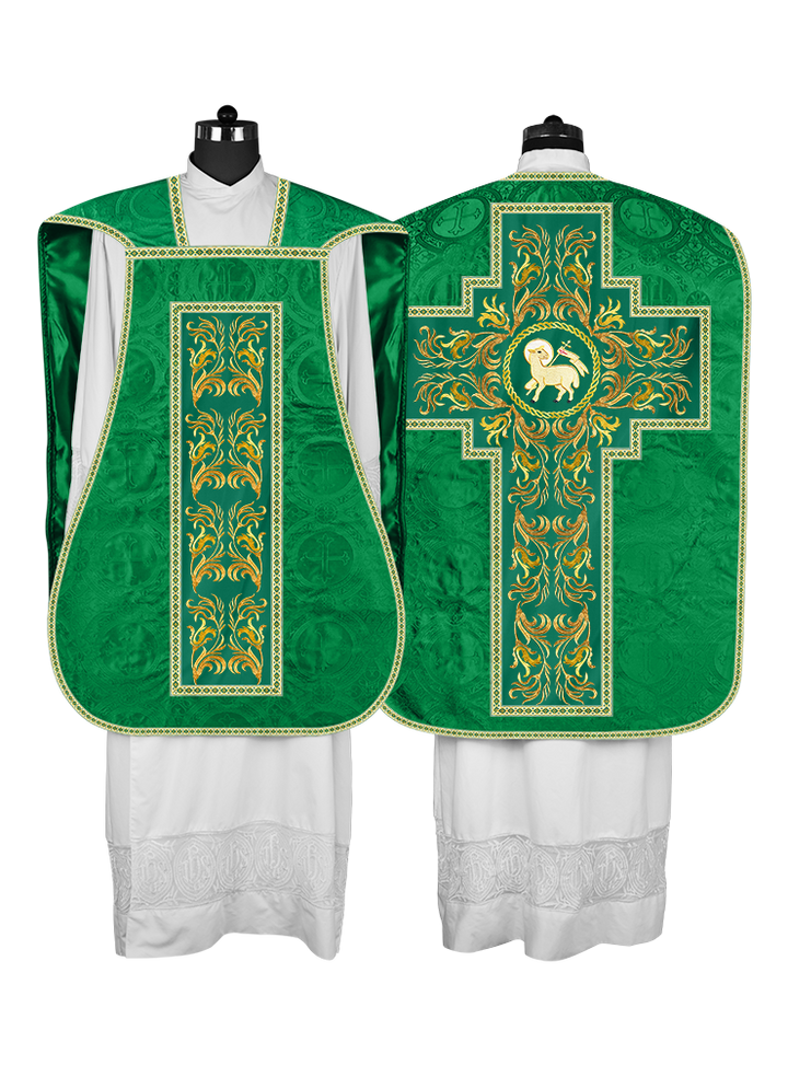 Roman Chasuble Vestment With Woven Braids and Trims