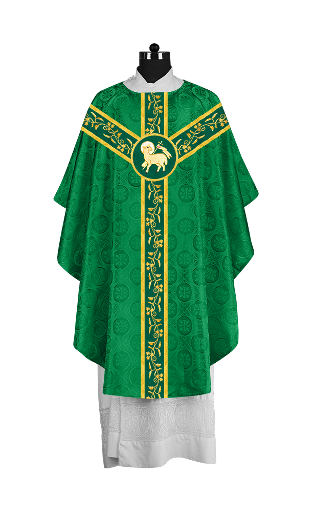 Gothic Chasuble with Embroidered Orphrey and Motifs