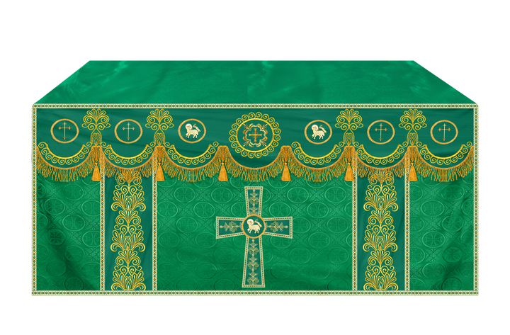 Ornate Altar Cloth with Gold Embroidery & Gothic Cross Design