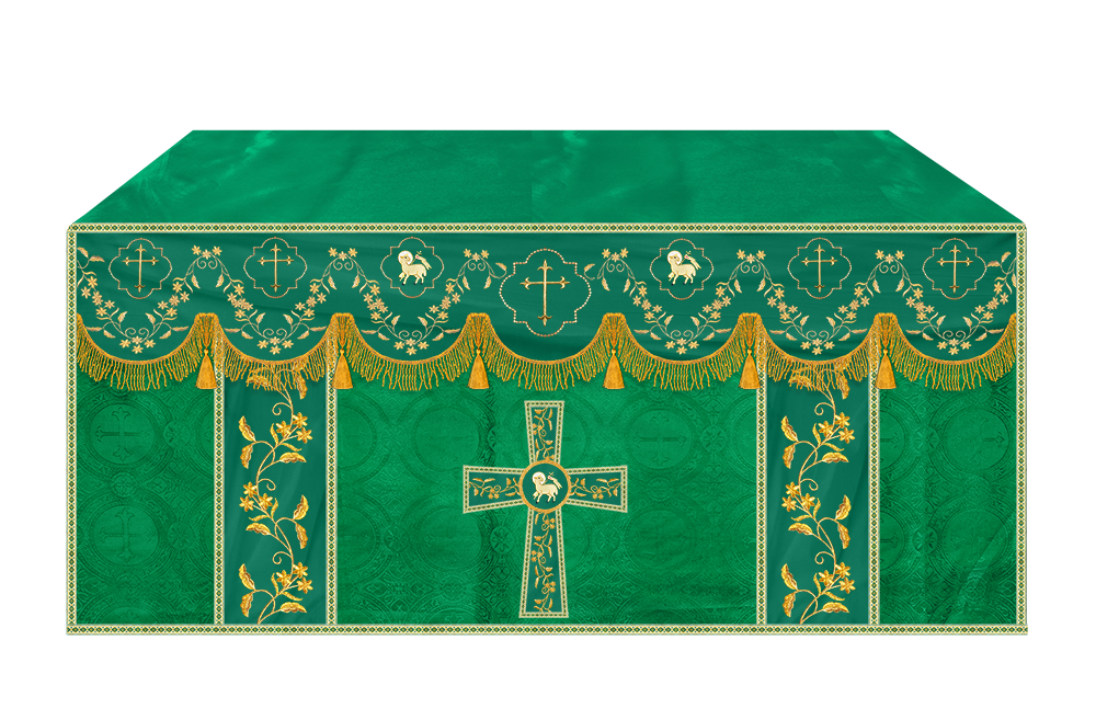 Altar Table Cloth With Floral Embroidery trims