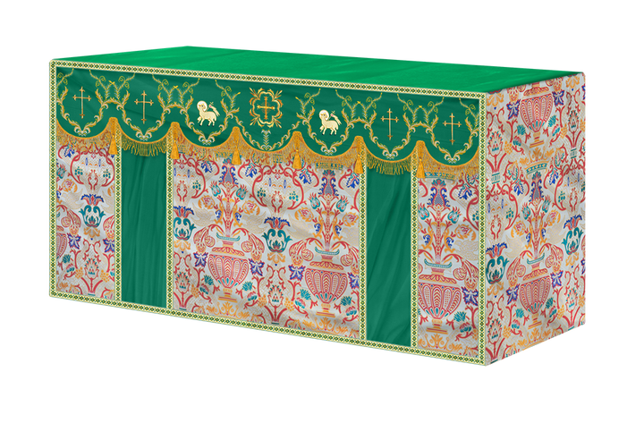 Liturgical Tapestry Altar Cloth with Detailed Embroidered Trims