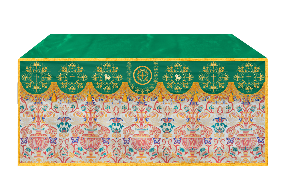 Tapestry Altar Cloth with Braided Embroidered Trims