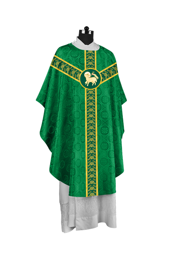 Traditional Gothic Chasuble Vestment with Embroidered Orphrey