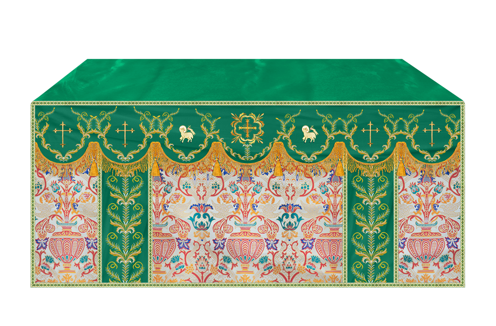 Liturgical Tapestry Altar Cloth with Detailed Embroidered Trims