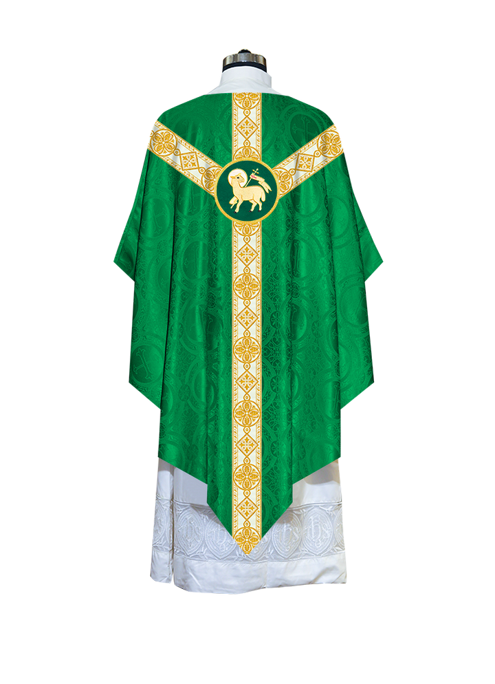 Traditional Pugin Style Chasuble Adorned with White Braids