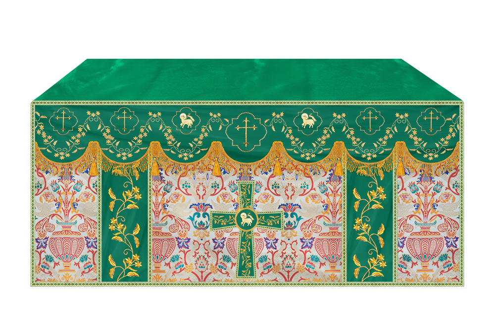 Tapestry Altar Cloth Adorned with Intricate Embroidery