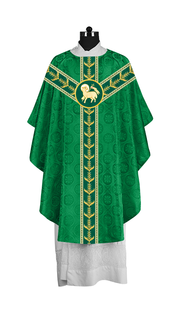 Embroidered Gothic Chasuble with Intricate Liturgical Detailing