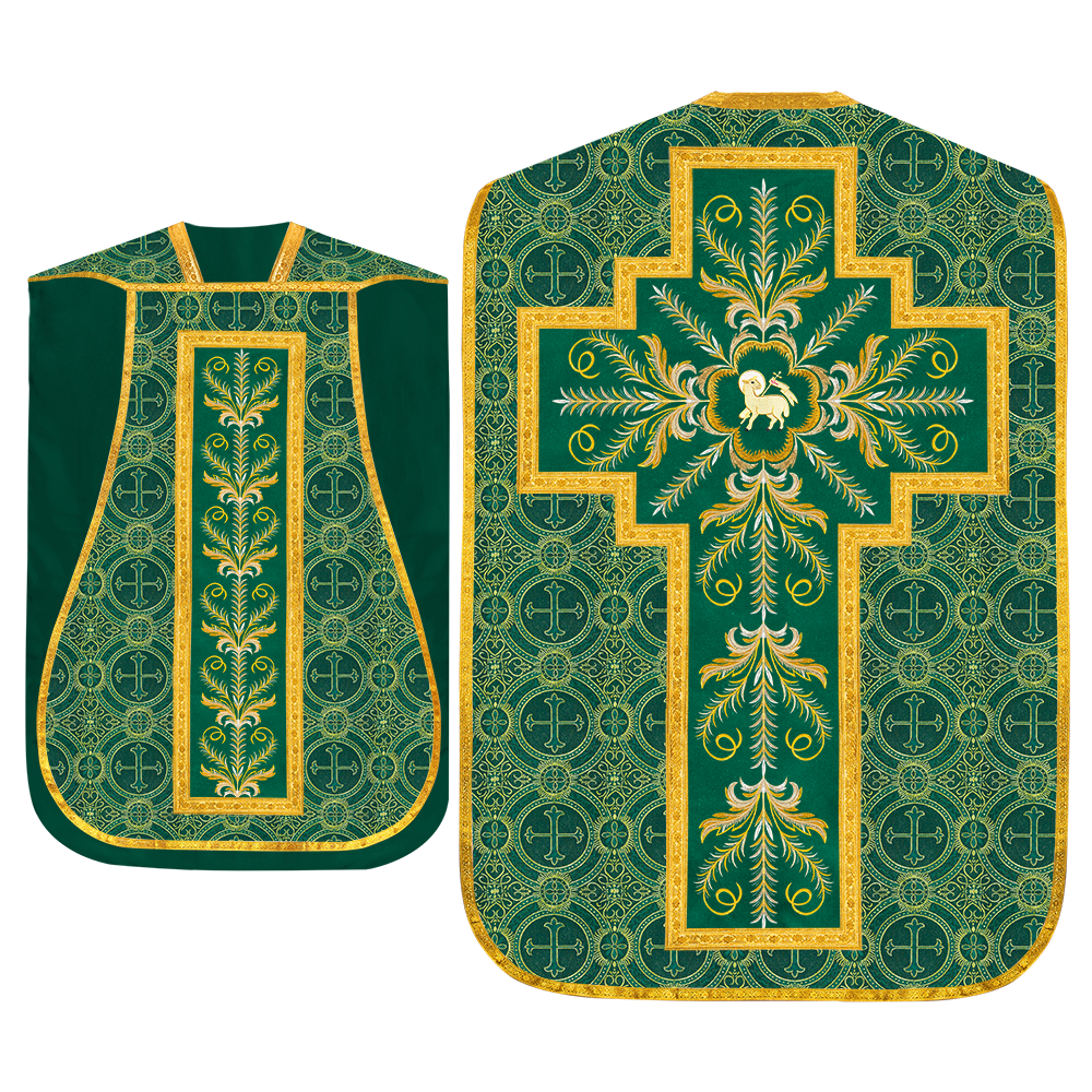 Set of Four Roman Chasuble with liturgical motifs