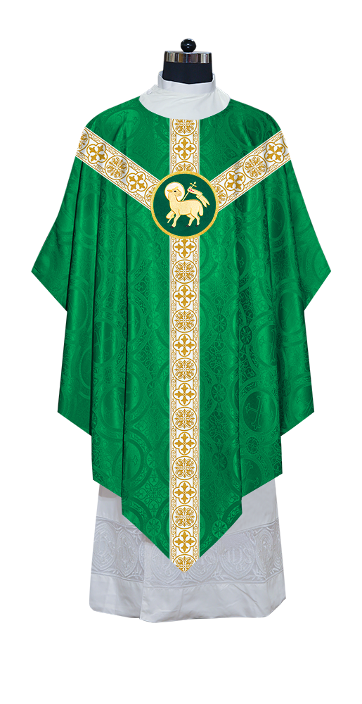 Traditional Pugin Style Chasuble Adorned with White Braids