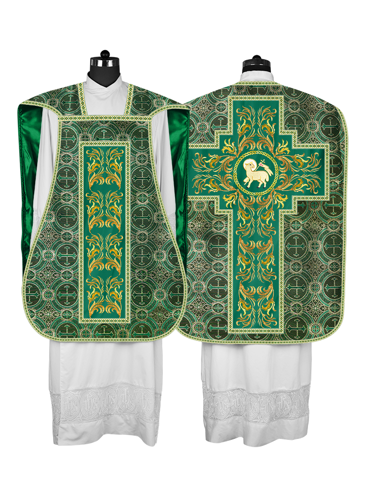 Roman Chasuble Vestment With Woven Braids and Trims