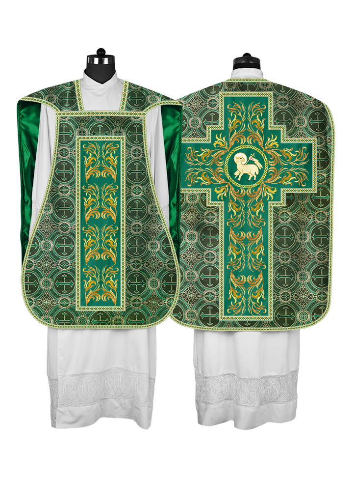Roman Chasuble Vestment With Woven Braids and Trims