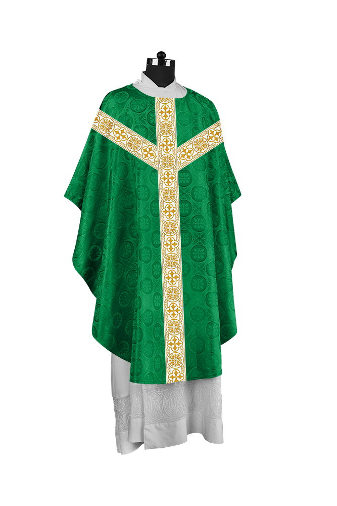 Priest Chasuble with Classic Braided Orphrey and Trims