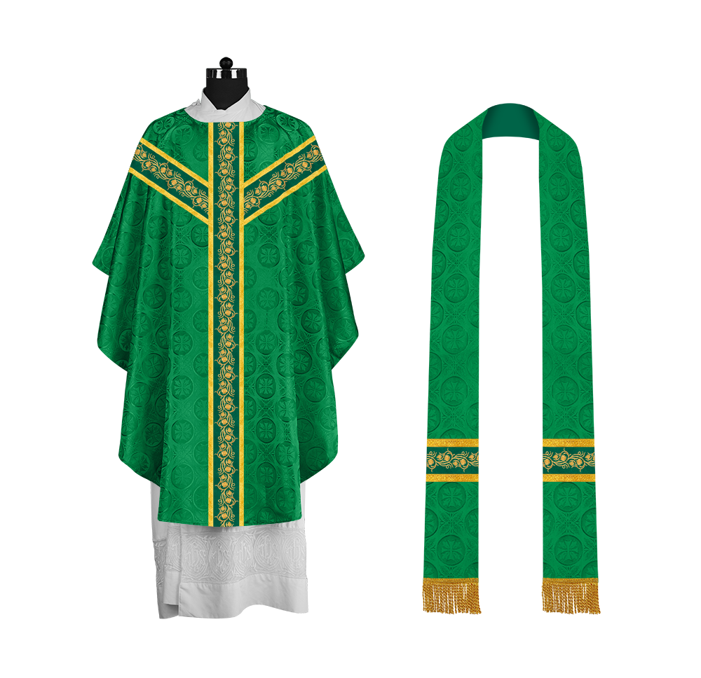 Elegant Gothic Chasuble for Priests with Grapes Embroidery
