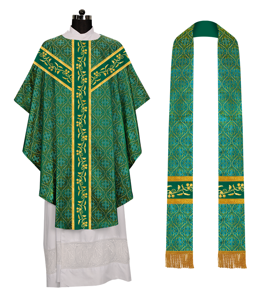 Gothic chasuble Vestment with Floral Design