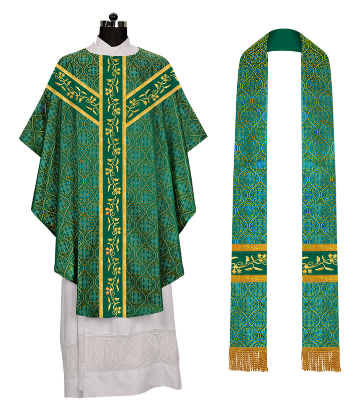 Gothic chasuble Vestment with Floral Design