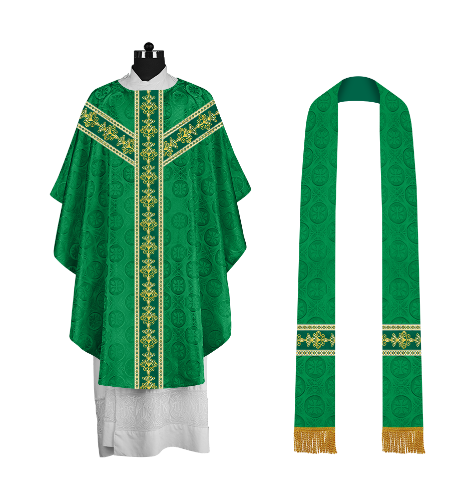 Ornate Gothic Chasuble with Y-type Embroidered Orphrey