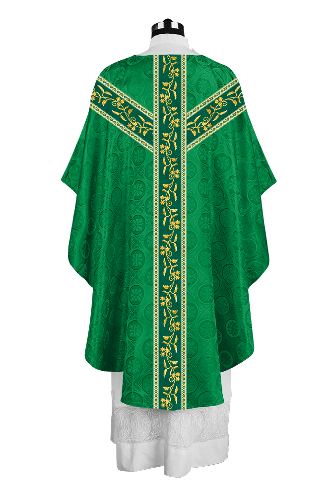 Traditional Gothic Chasuble Vestment with Floral Embroidery & Trims