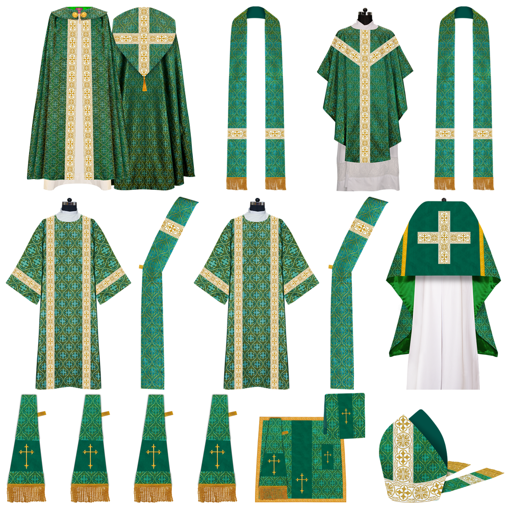 Gothic Highline Mass Set Vestments with Ornamental Braided Orphrey