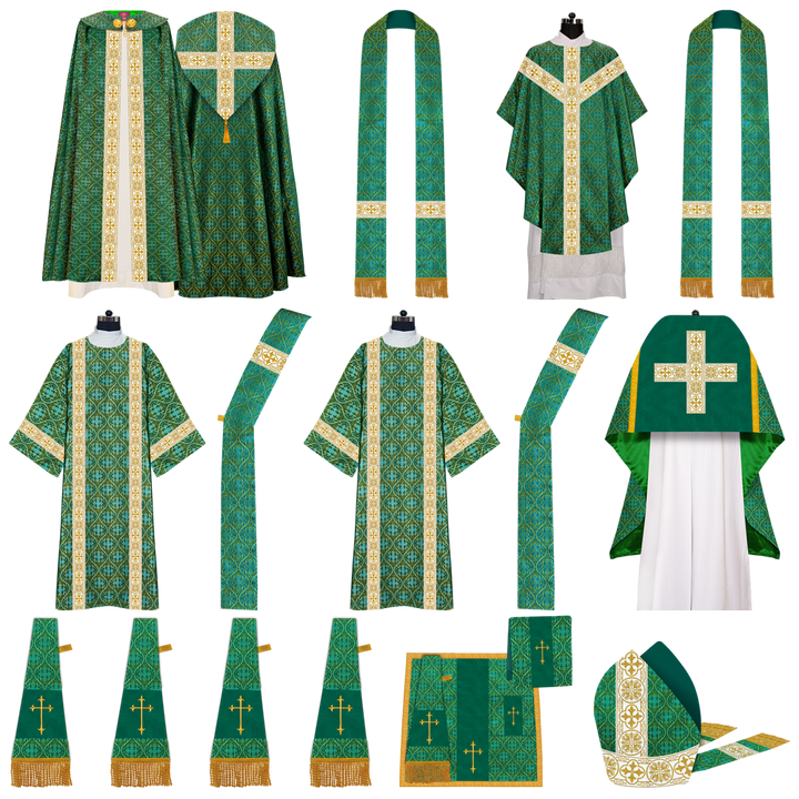 Gothic Highline Mass Set Vestments with Ornamental Braided Orphrey