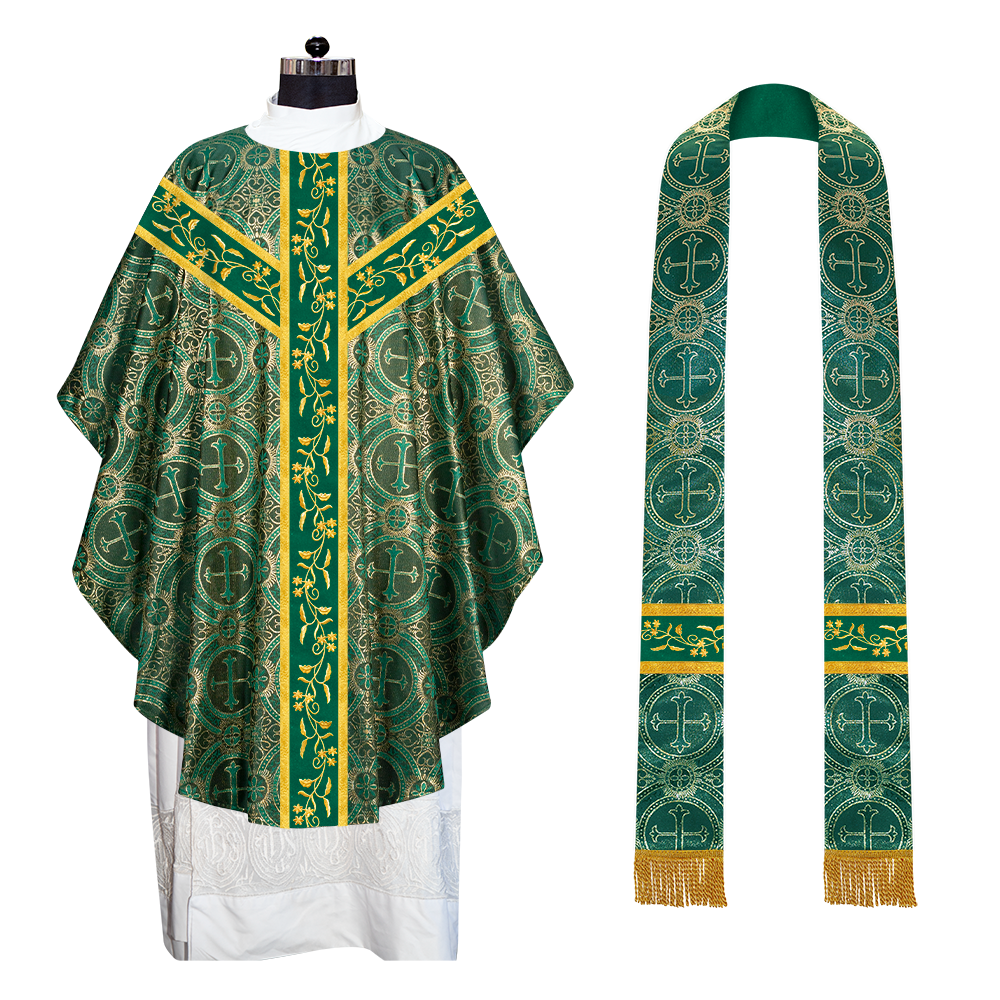 Gothic chasuble Vestment with Floral Design