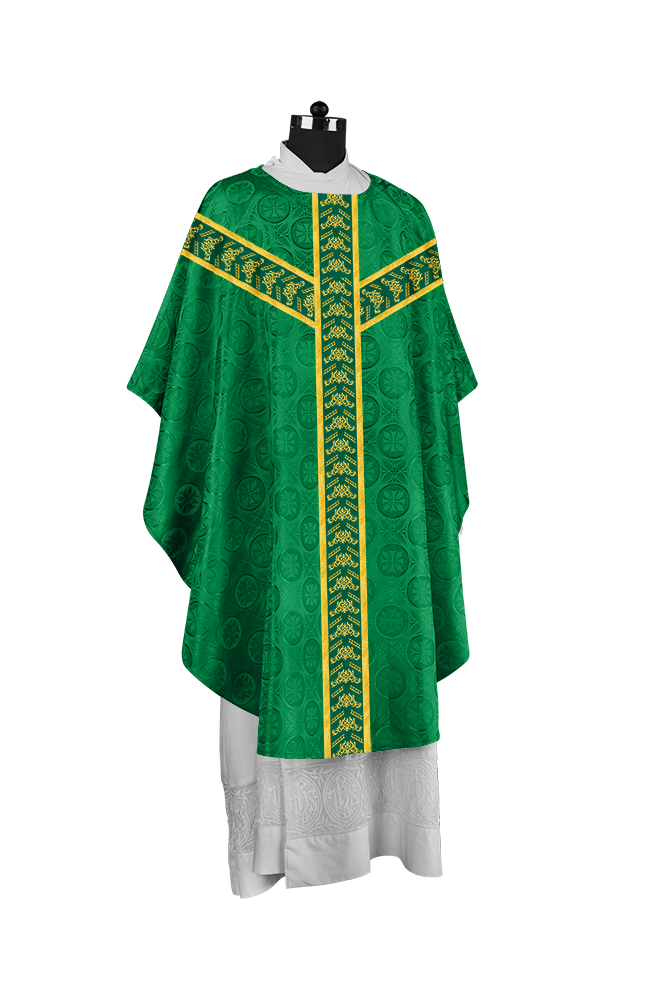 Traditional Gothic Chasuble Vestment with Embroidered Orphrey