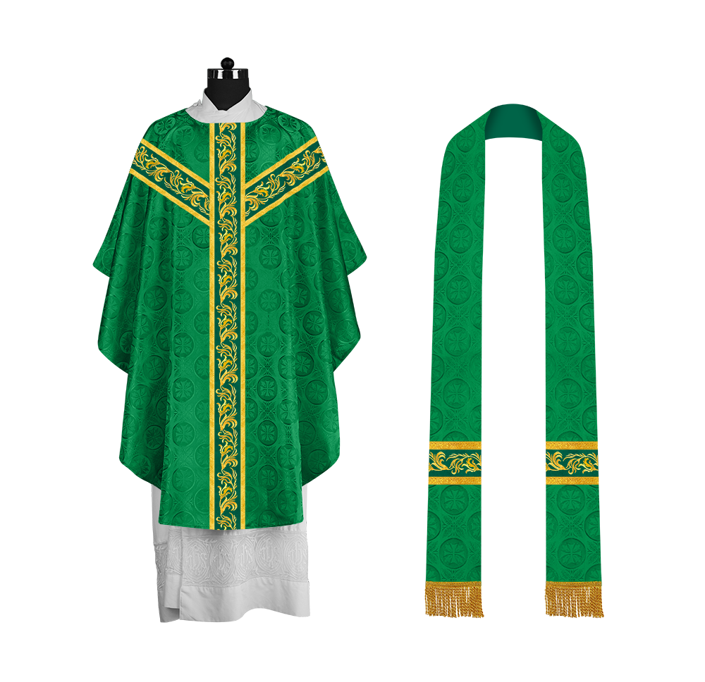 Liturgical Chasuble Vestment with Spiritual Motif Embroidery