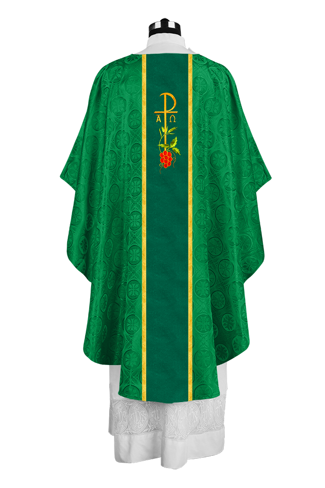 Gothic Chasuble with Elegant Embroidered Liturgical Motif