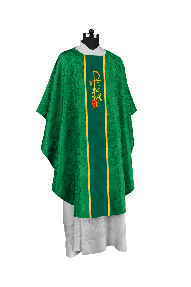 Gothic Chasuble with Elegant Embroidered Liturgical Motif
