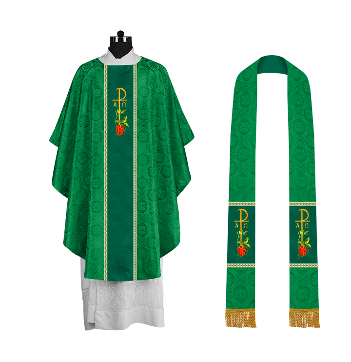 Premium Gothic Chasuble Adorned with Embroidered Motif