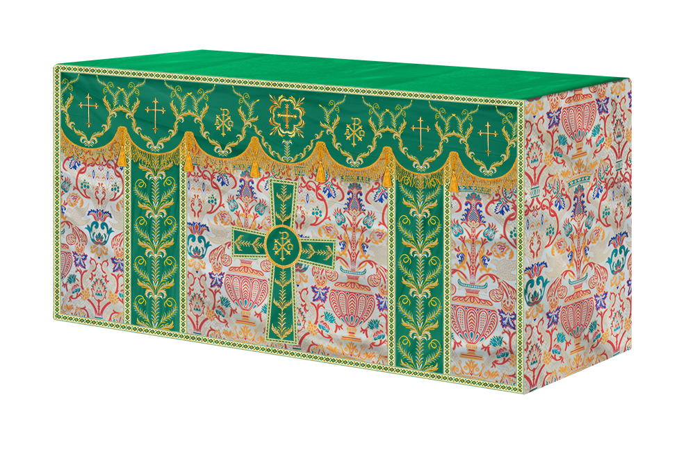 Liturgical Tapestry Altar Cloth with Detailed Embroidered Trims