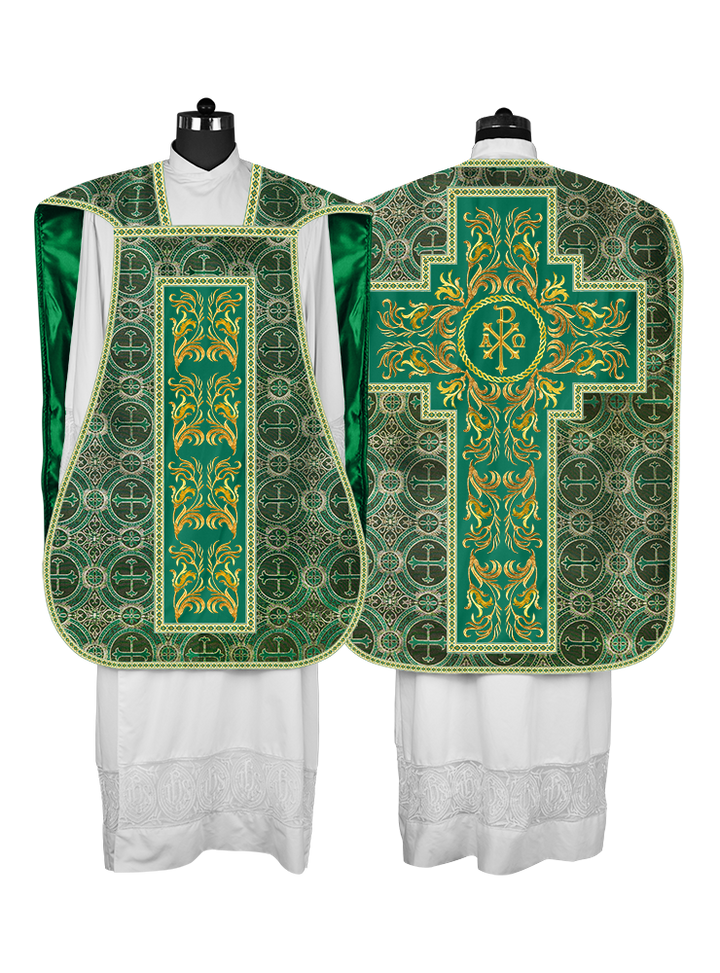 Roman Chasuble Vestment With Woven Braids and Trims