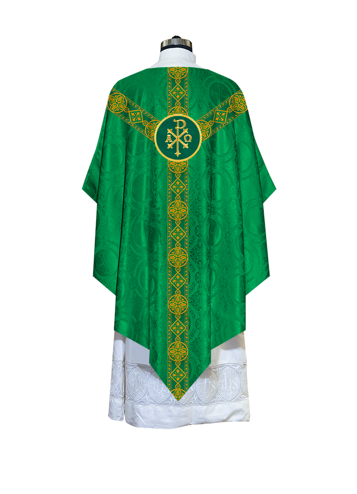 Liturgical Pugin Chasuble with Woven Designer Braided Orphrey