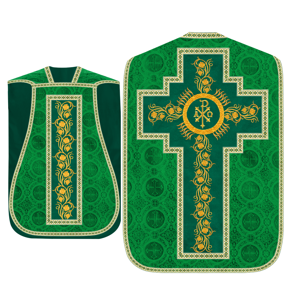 Roman Chasuble Vestment With Grapes Embroidery and Trims