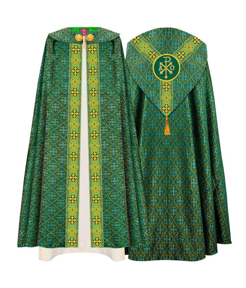 Gothic Cope Vestment with Y Type Motif and Braided Trims