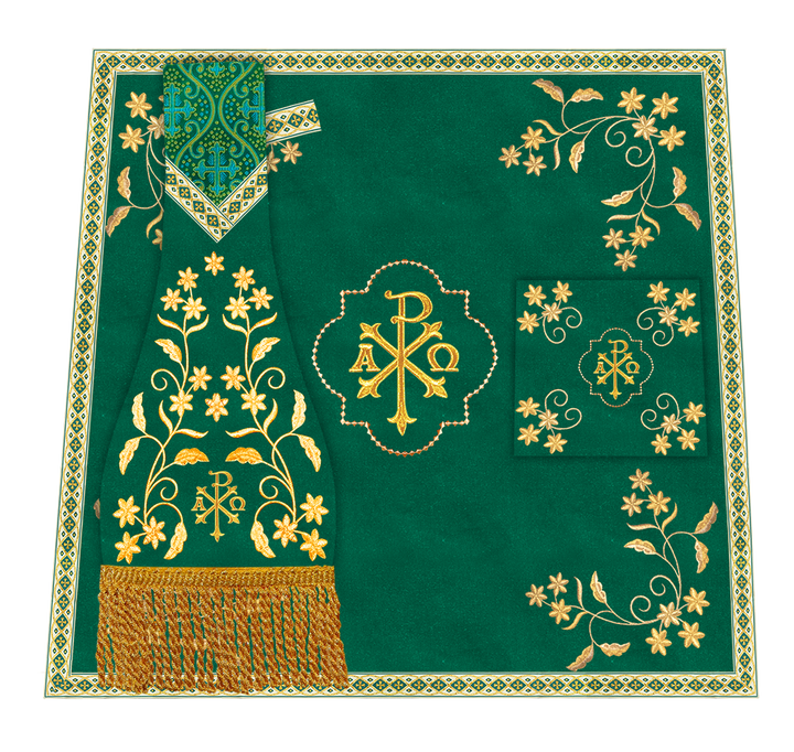 Roman Chasuble Vestment With Floral Design and Trims