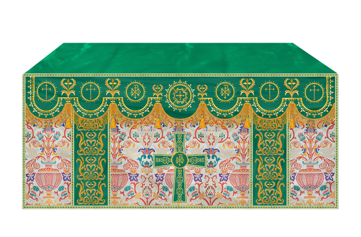 Tapestry Altar Cloth with Elegant Embroidered Trims